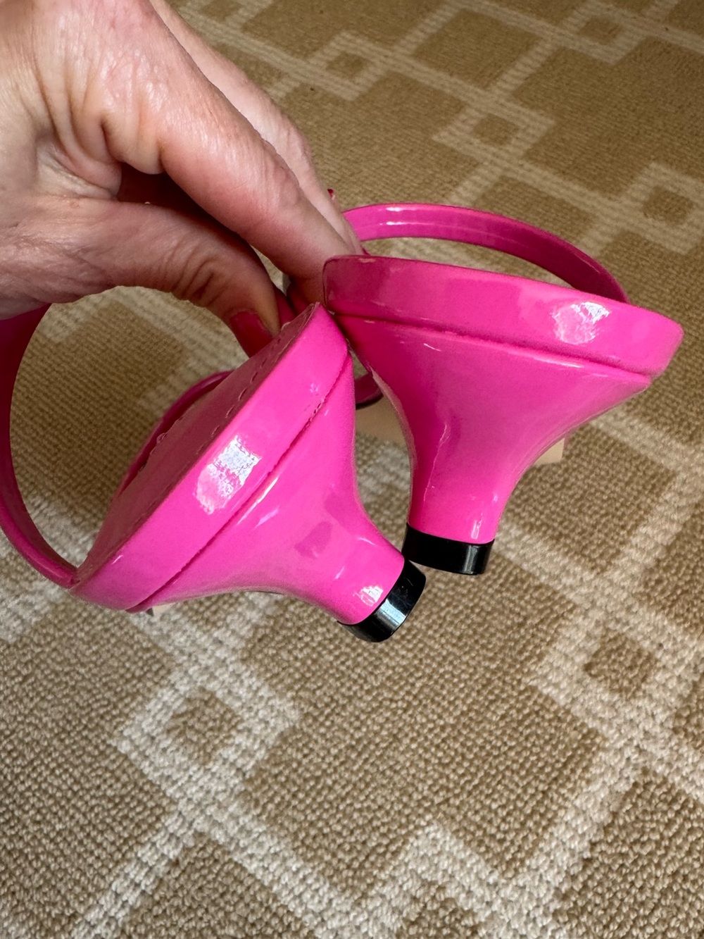 Nine West Noel3 Hot Pink Kitten Heel Slide Sandals Square Toe Size 10 - Picture 11 of 15